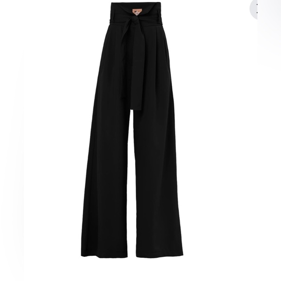 Julia Allert Women’s NWT Size XS Black High-waist Wide Leg Trousers Missing Belt - Picture 1 of 15